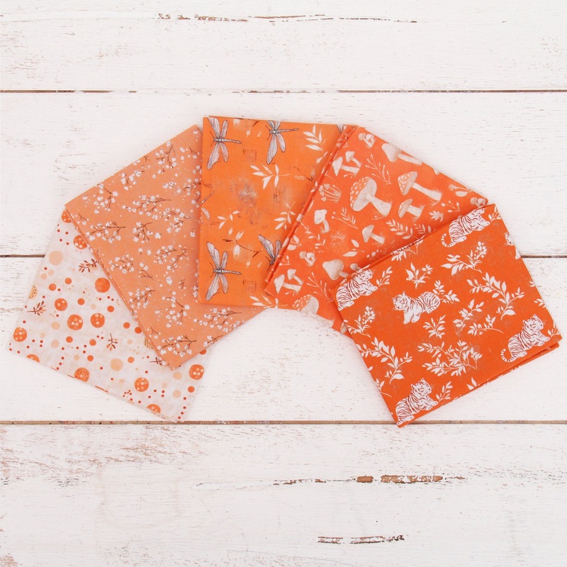 Fat Quarter Bundle – Five Orange Precut Cotton Fabrics
