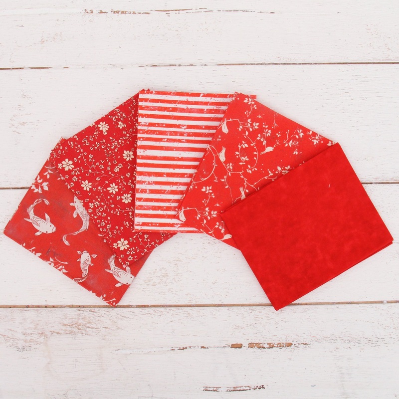 Fat Quarter Bundle – Five Red Precut Cotton Fabrics