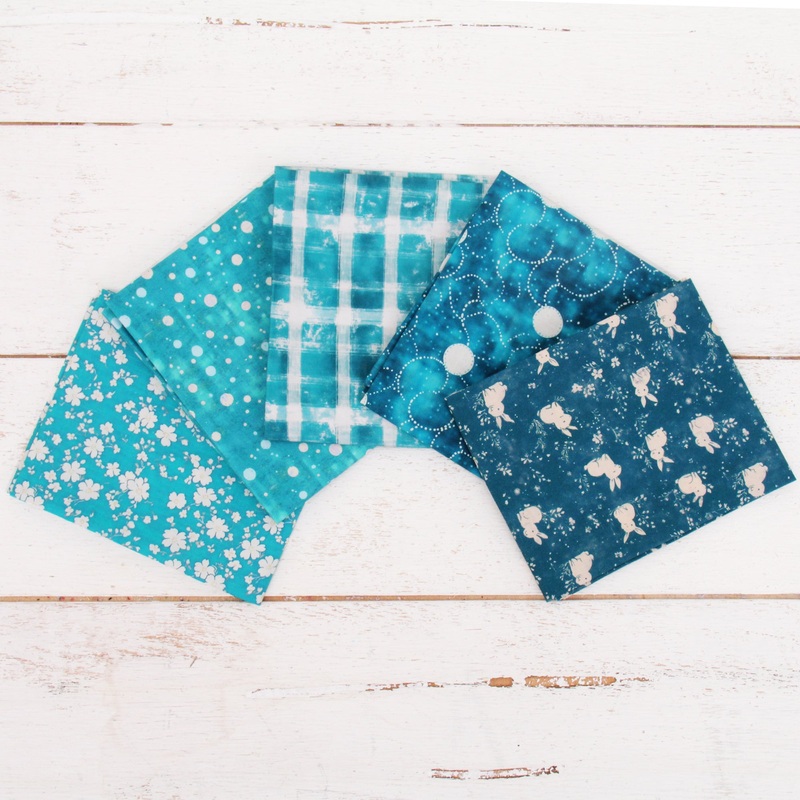 Fat Quarter Bundle – Five Teal Precut Cotton Fabrics
