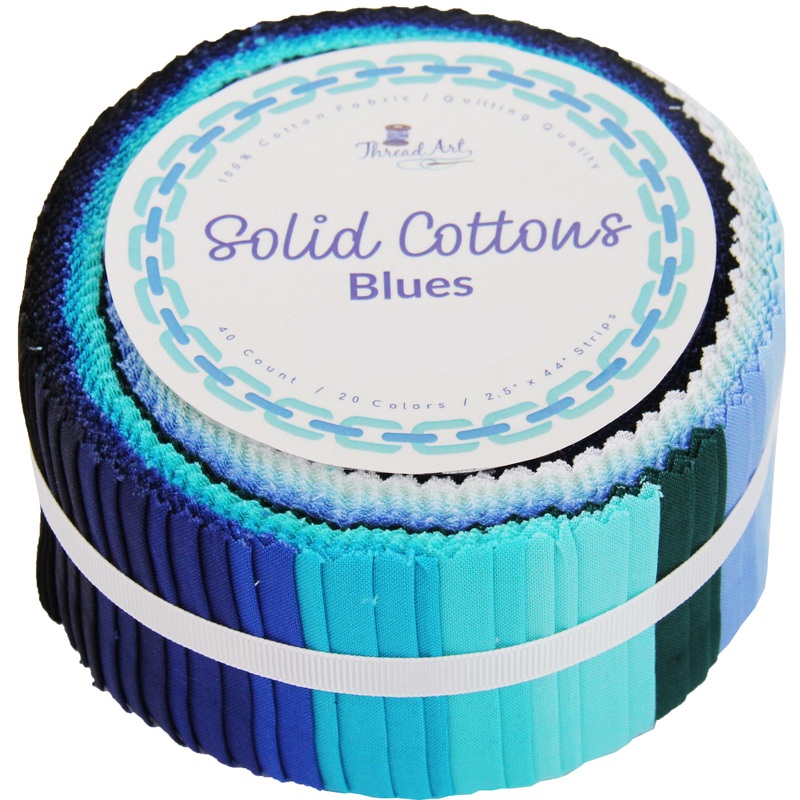 Jelly Roll Fabric Strips, 40 Precut Fabric Strips in Blue Colors, Premium Cotton