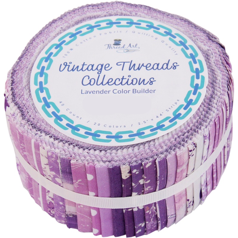 Jelly Roll Fabric Strips, 40 Precut Fabric Strips in Lavender Prints, Premium Cotton