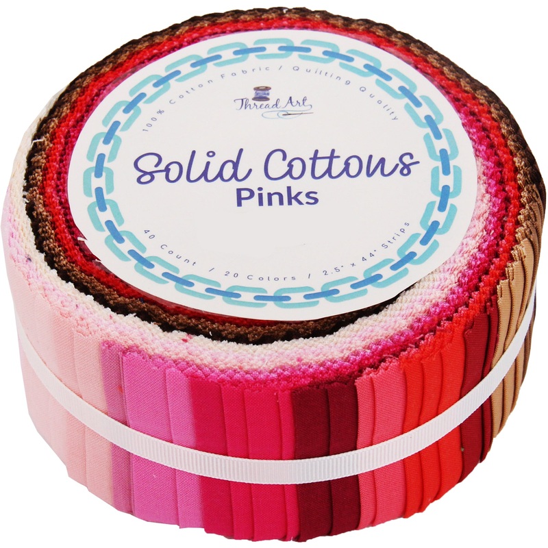 Jelly Roll Fabric Strips, 40 Precut Fabric Strips in Pink Colors, Premium Cotton