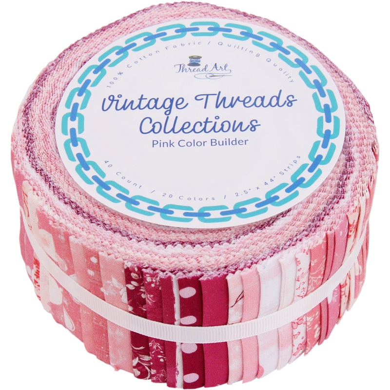 Jelly Roll Fabric Strips, 40 Precut Fabric Strips in Pink Prints, Premium Cotton