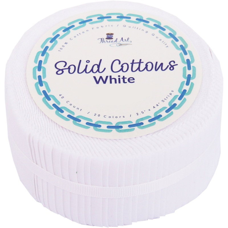 Jelly Roll Fabric Strips, 40 Precut Fabric Strips in White, Premium Cotton