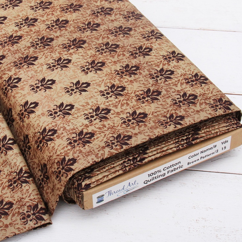 Premium Cotton Quilting Fabric Sold By The Yard – Patterned Brown 2