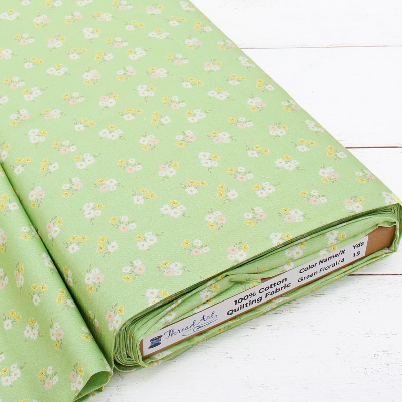 Premium Cotton Quilting Fabric Sold By The Yard – Patterned Floral Green 4