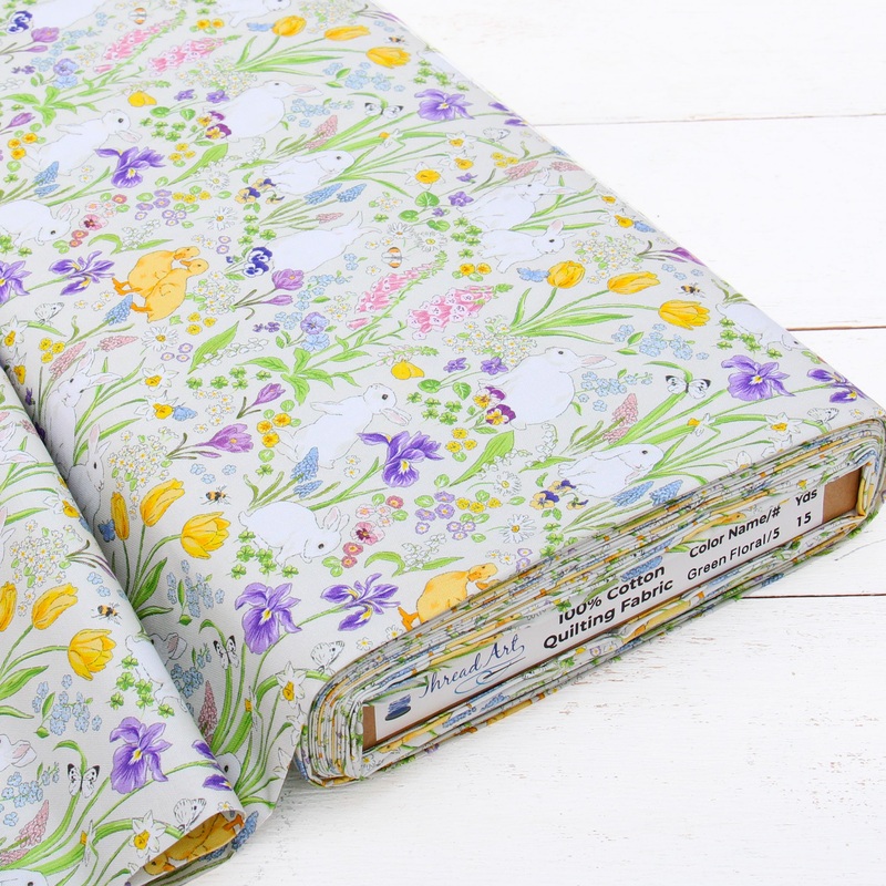 Premium Cotton Quilting Fabric Sold By The Yard – Patterned Floral Green 5
