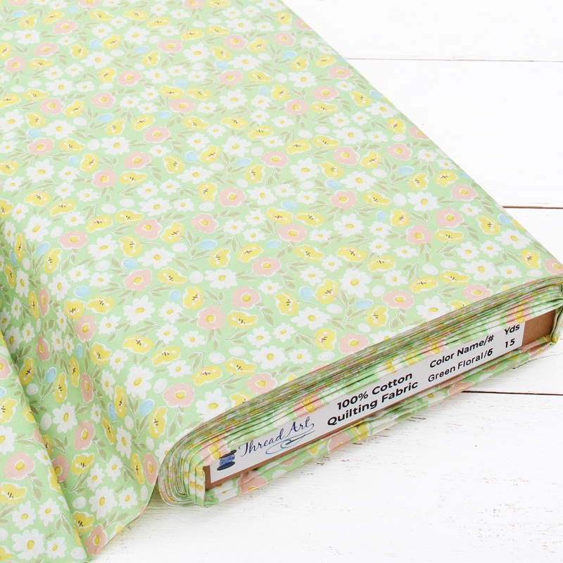 Premium Cotton Quilting Fabric Sold By The Yard – Patterned Floral Green 6