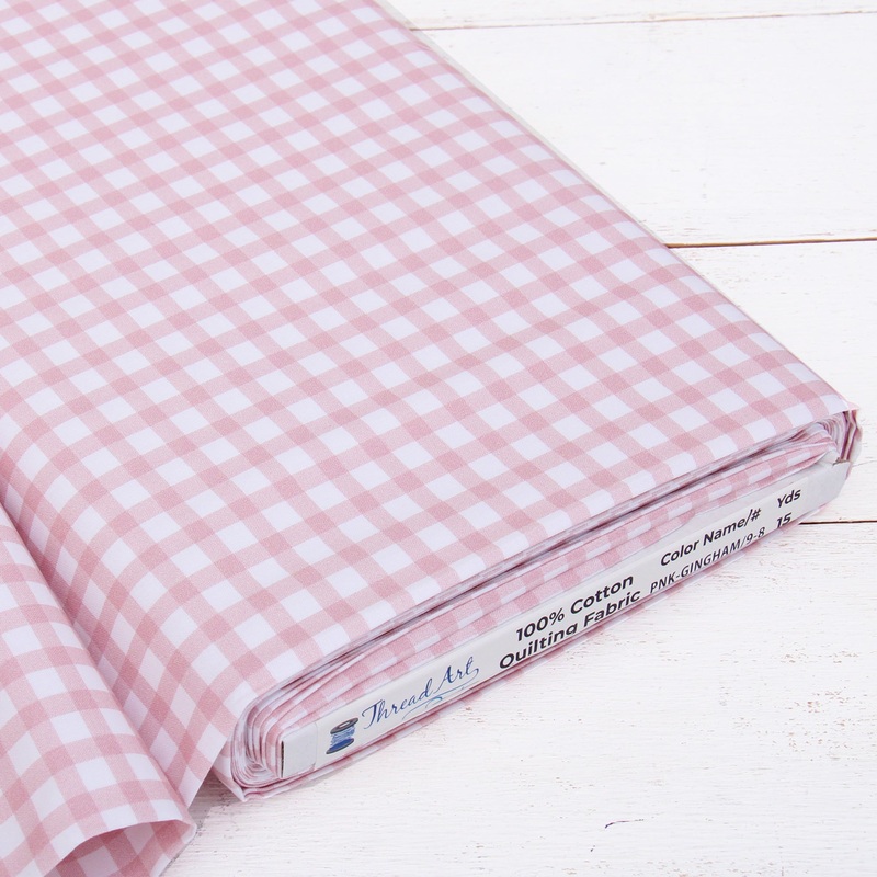 Premium Cotton Quilting Fabric Sold By The Yard – Spring Picnic Collection – Gingham Pink