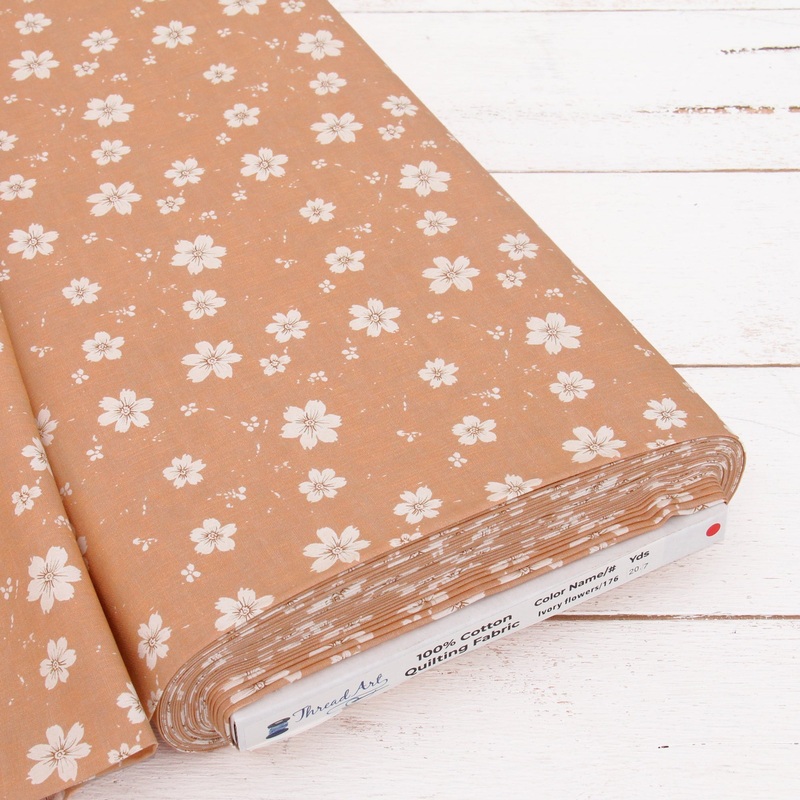 Premium Cotton Quilting Fabric Sold By The Yard – Vintage Threads Collection – Ivory Flower