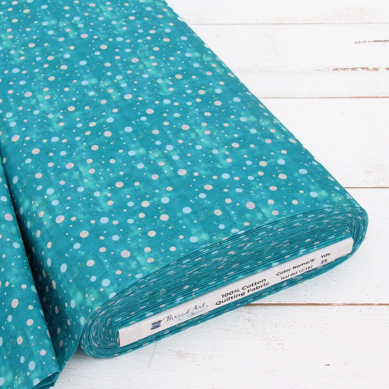 Premium Cotton Quilting Fabric Sold By The Yard – Vintage Threads Collection – Teal Dots