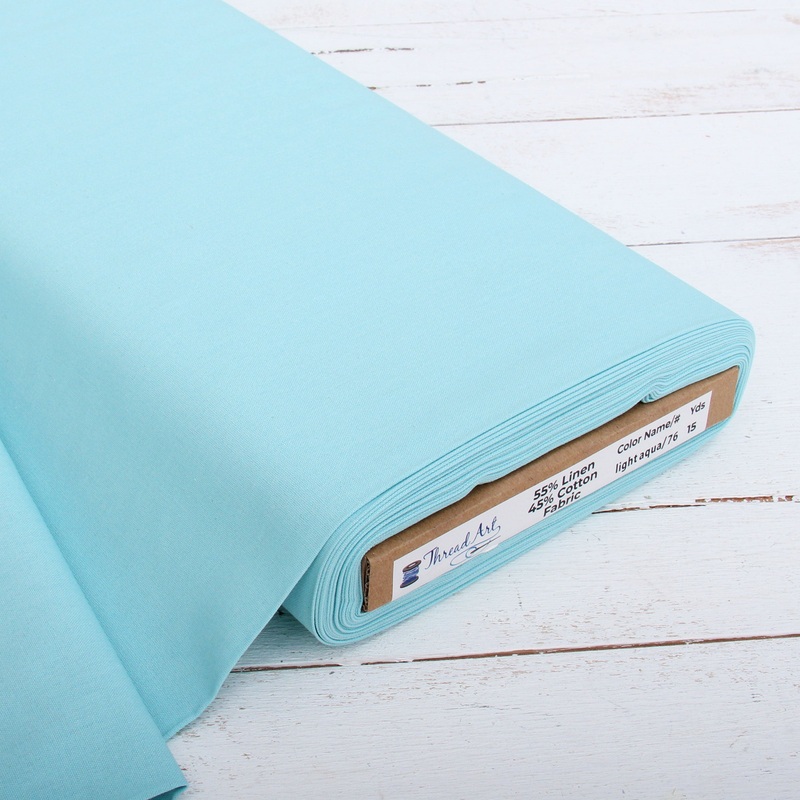Premium Linen Fabric By The Yard – Light Aqua 55″ Width – Cotton Linen Blend Fabric For Embroidery, Apparel, Cross Stitch