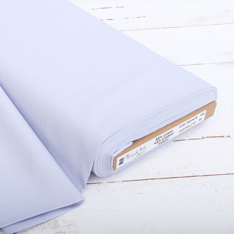 Premium Linen Fabric By The Yard – Pale Blue 55″ Width – Cotton Linen Blend Fabric For Embroidery, Apparel, Cross Stitch