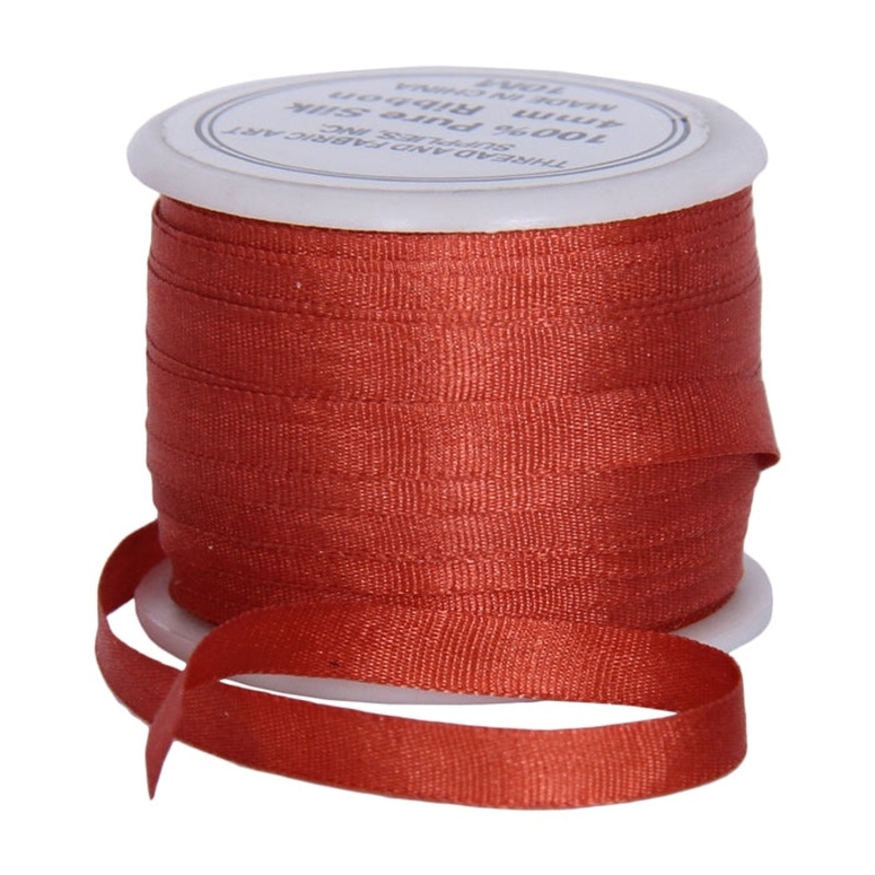 Silk Ribbon 4mm Auburn x 10 Meters No. 524