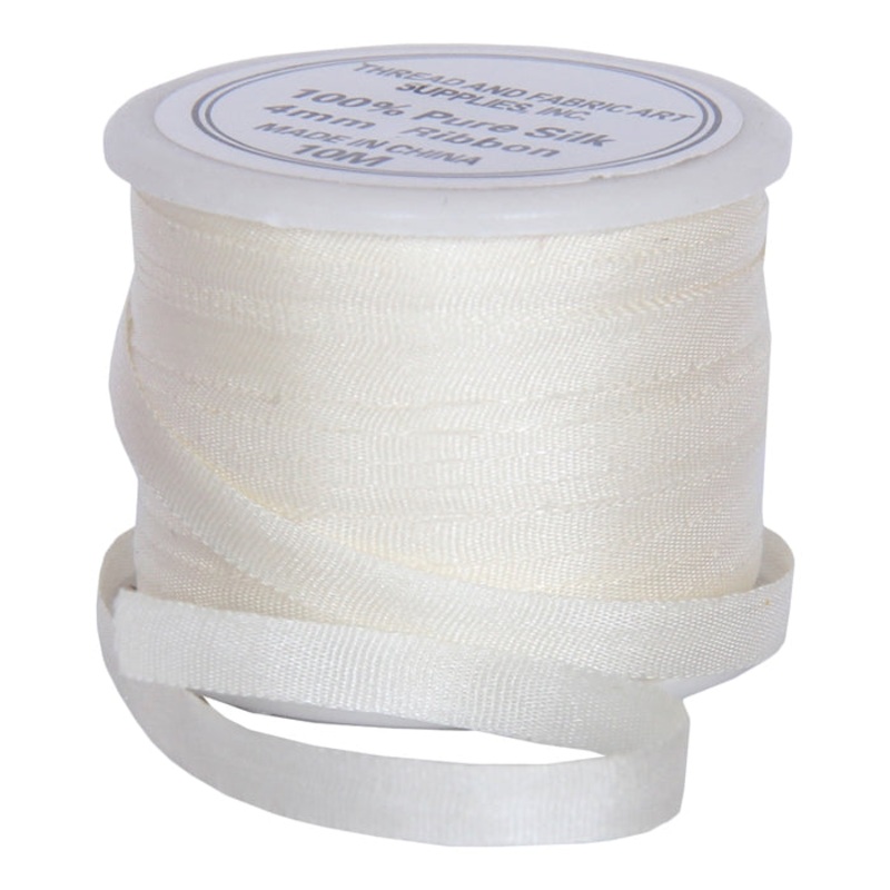 Silk Ribbon 4mm Cream x 10 Meters No. 501