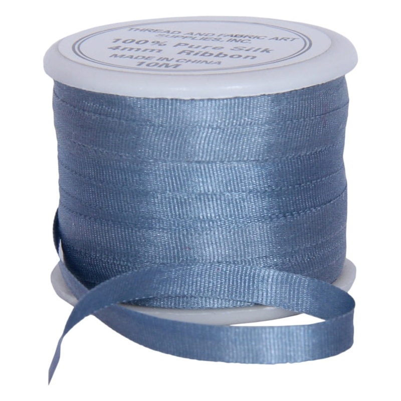 Silk Ribbon 4mm Slate Blue x 10 Meters No. 012
