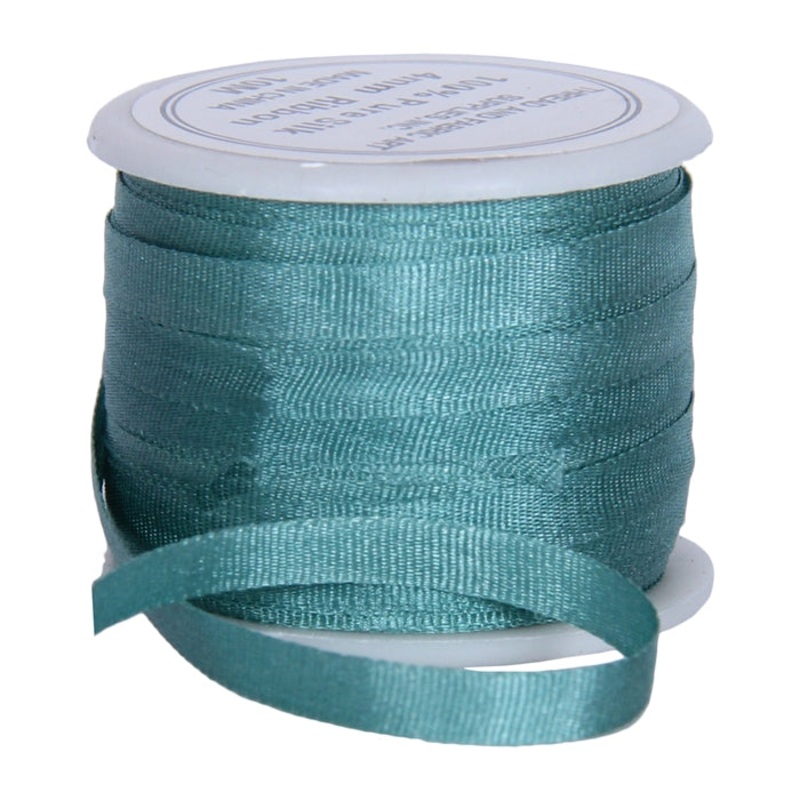 Silk Ribbon 4mm Teal x 10 Meters No. 625