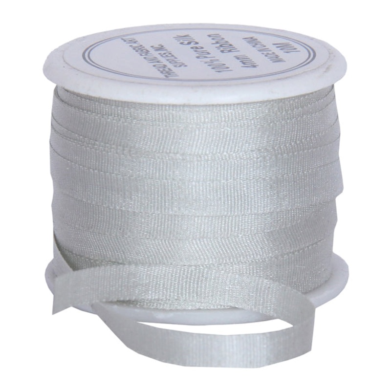 Silk Ribbon 4mm Whisper Grey x 10 Meters No. 459