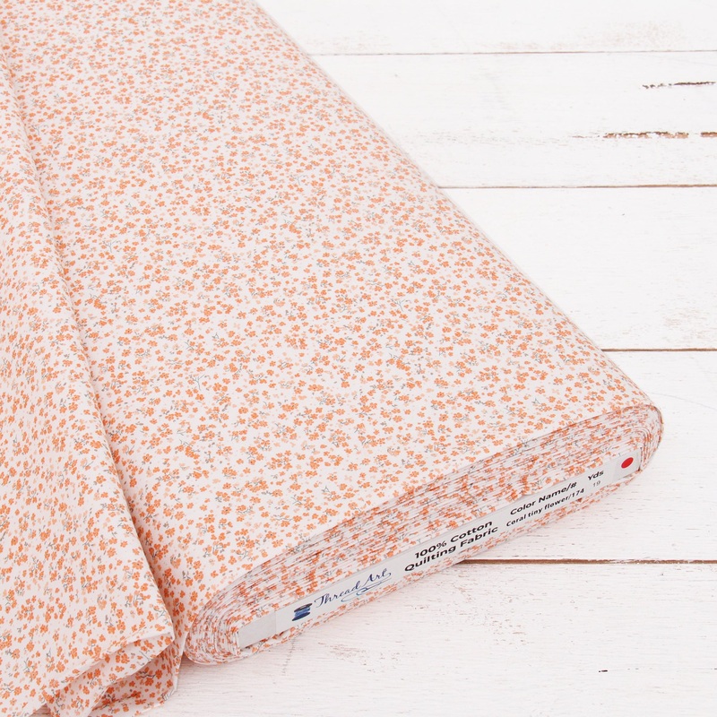 Premium Cotton Quilting Fabric Sold By The Yard – Vintage Threads Collection – Coral Flower