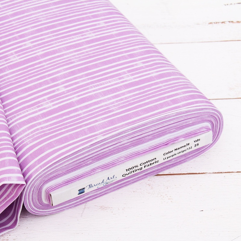 Premium Cotton Quilting Fabric Sold By The Yard – Vintage Threads Collection – Light Purple Stripe