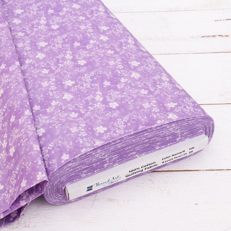 Premium Cotton Quilting Fabric Sold By The Yard – Vintage Threads Collection – Medium Purple Floral