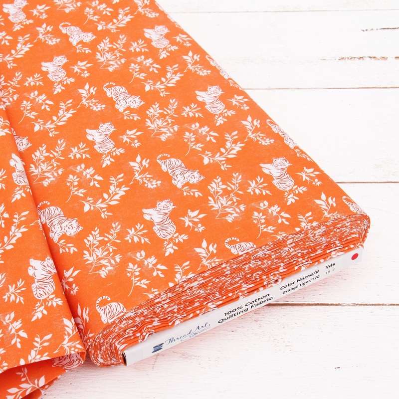 Premium Cotton Quilting Fabric Sold By The Yard – Vintage Threads Collection – Orange Tiger