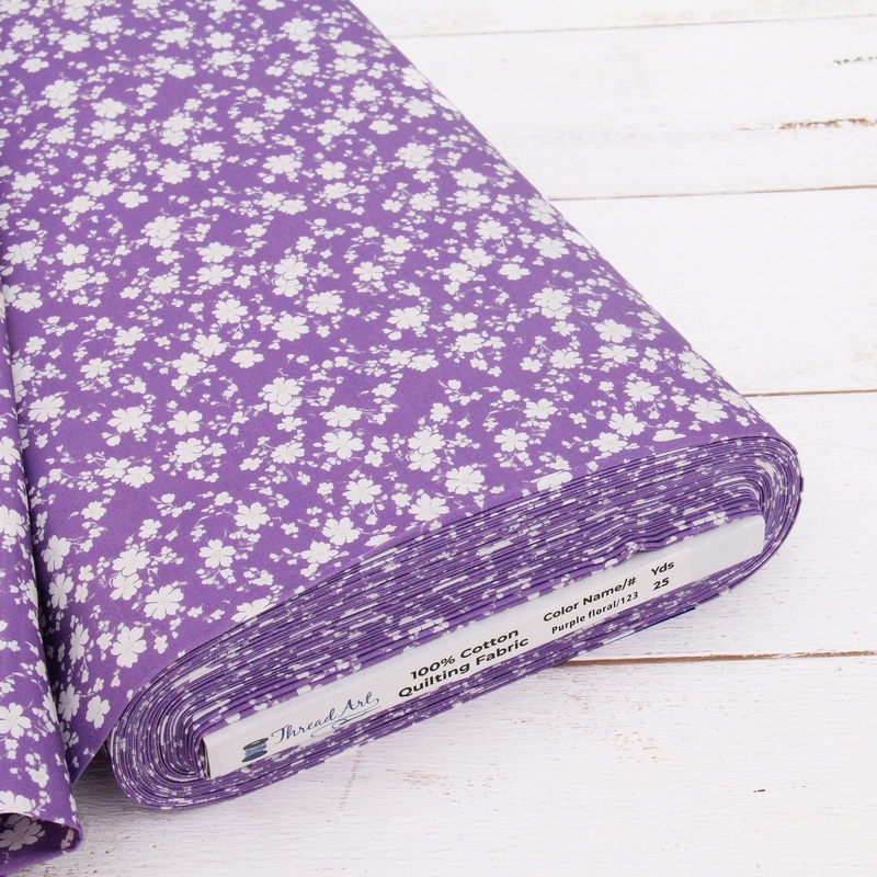 Premium Cotton Quilting Fabric Sold By The Yard – Vintage Threads Collection – Purple Floral