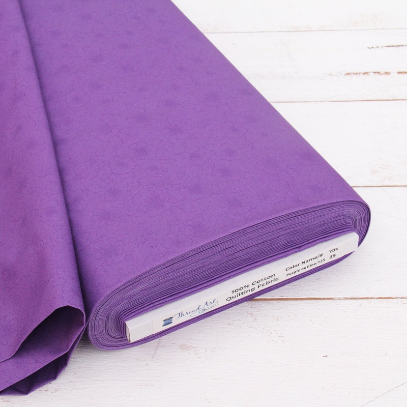 Premium Cotton Quilting Fabric Sold By The Yard – Vintage Threads Collection – Purple Outline
