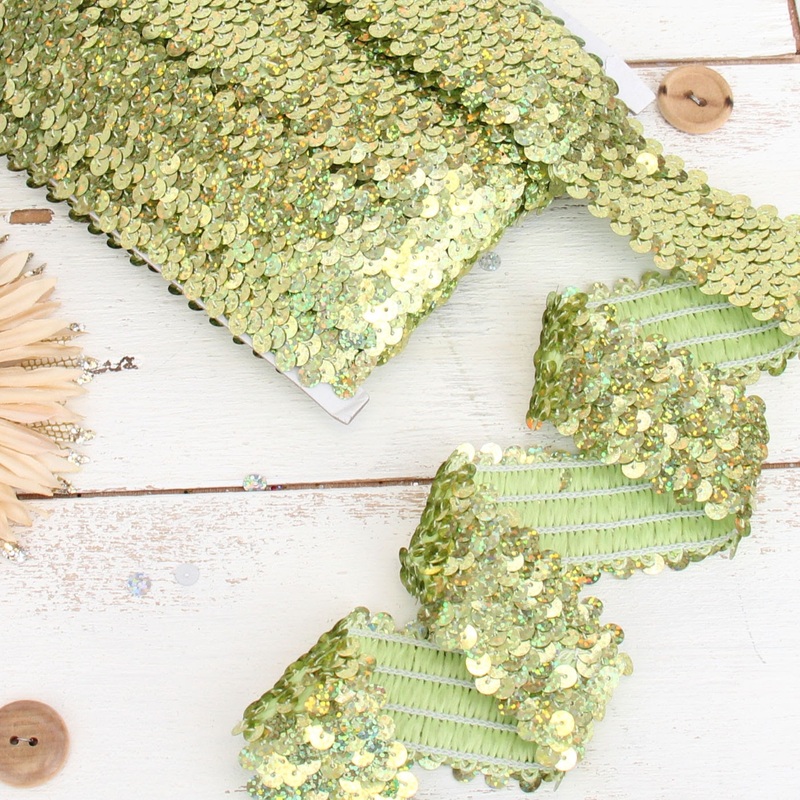 Stretch Sequin Roll – 1 1/2in – Lime Green – 10 meters (11 yards)