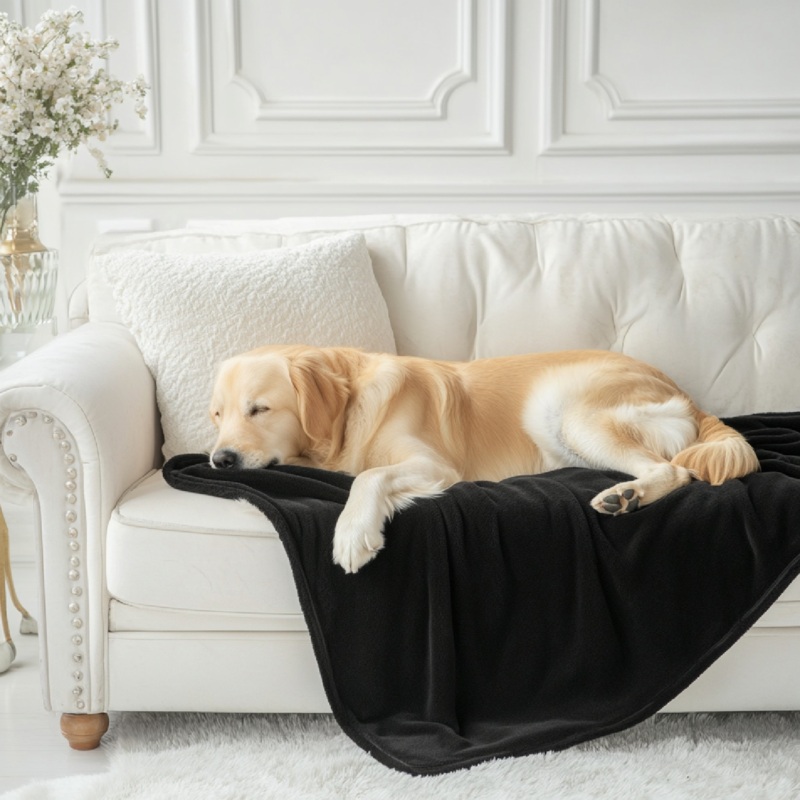 3 Pack of Plush Fleece Blanket – Black