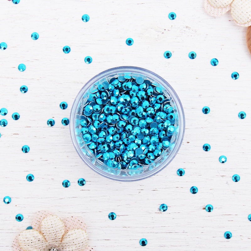 Hot Fix Metallic Rhinestones 2mm Blue Zircon