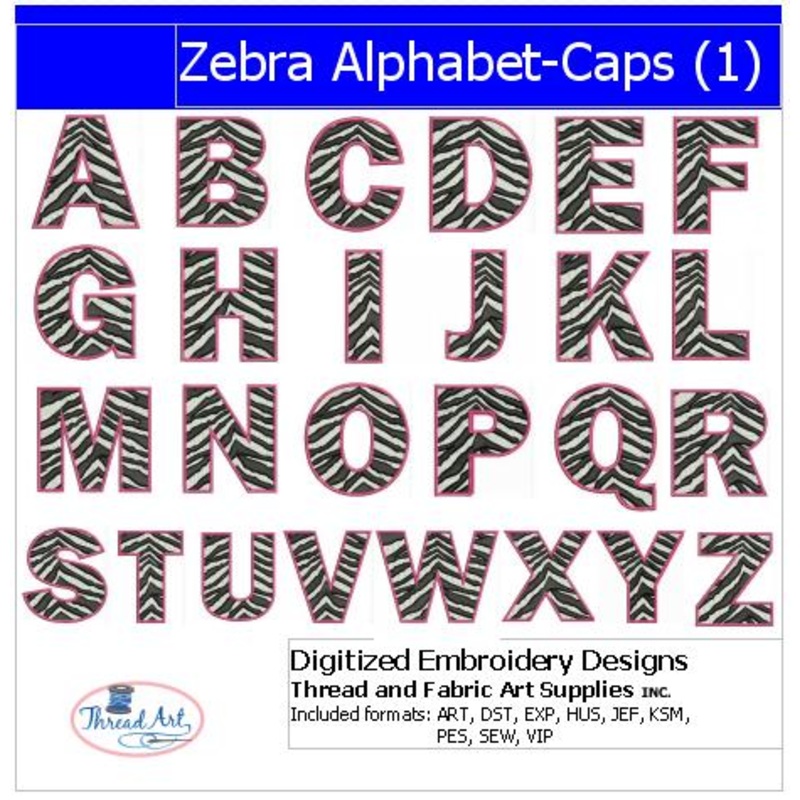 Machine Embroidery Designs – Zebra Alphabet Caps(1)