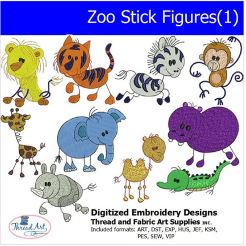 Machine Embroidery Designs – Zoo Stick Figures(1)