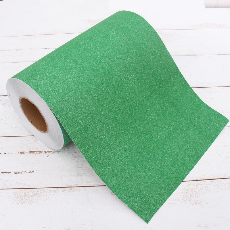 Green Glitter Vinyl Peel and Stick Paper Self Adhesive 12″ Wide