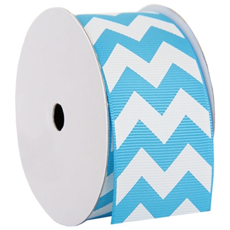 Grosgrain Chevron Ribbon 1 1/2″ – 5 Yards – Aqua