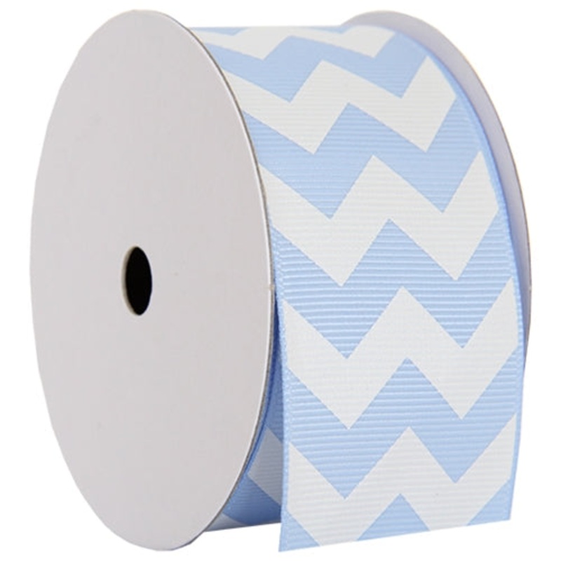 Grosgrain Chevron Ribbon 1 1/2″ – 5 Yards – Baby Blue