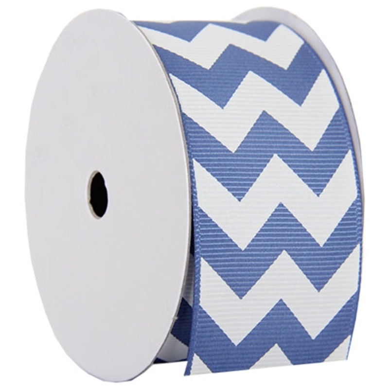 Grosgrain Chevron Ribbon 1 1/2″ – 5 Yards – Country Blue