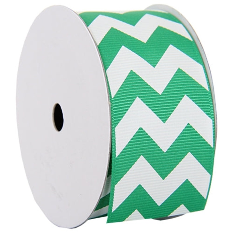 Grosgrain Chevron Ribbon 1 1/2″ – 5 Yards – Green