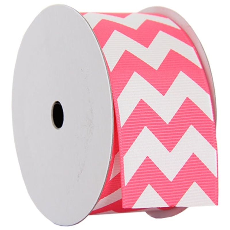 Grosgrain Chevron Ribbon 1 1/2″ – 5 Yards – Hot Pink