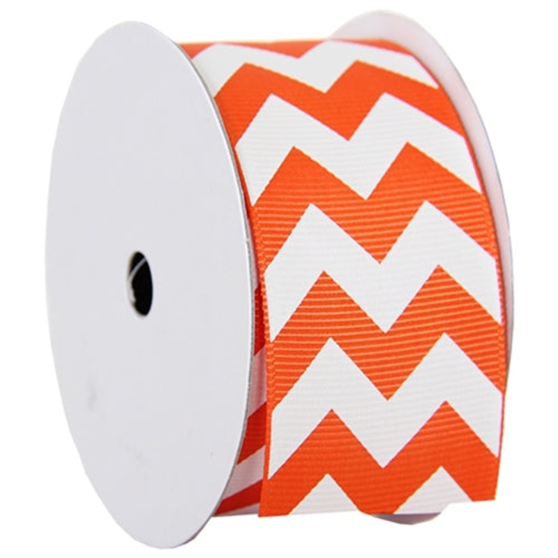 Grosgrain Chevron Ribbon 1 1/2″ – 5 Yards – Orange