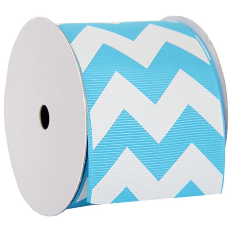 Grosgrain Chevron Ribbon 2 1/4″ – 5 Yards – Aqua