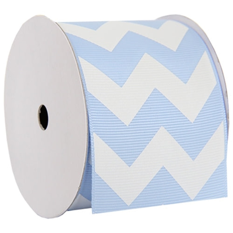 Grosgrain Chevron Ribbon 2 1/4″ – 5 Yards – Baby Blue