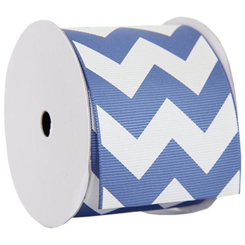 Grosgrain Chevron Ribbon 2 1/4″ – 5 Yards – Country Blue