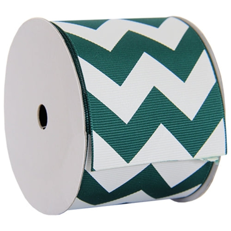 Grosgrain Chevron Ribbon 2 1/4″ – 5 Yards – Forest Green