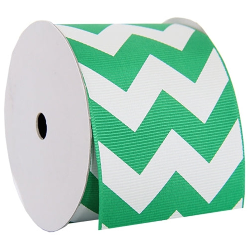 Grosgrain Chevron Ribbon 2 1/4″ – 5 Yards – Green