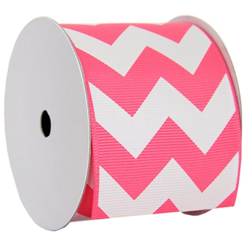 Grosgrain Chevron Ribbon 2 1/4″ – 5 Yards – Hot Pink
