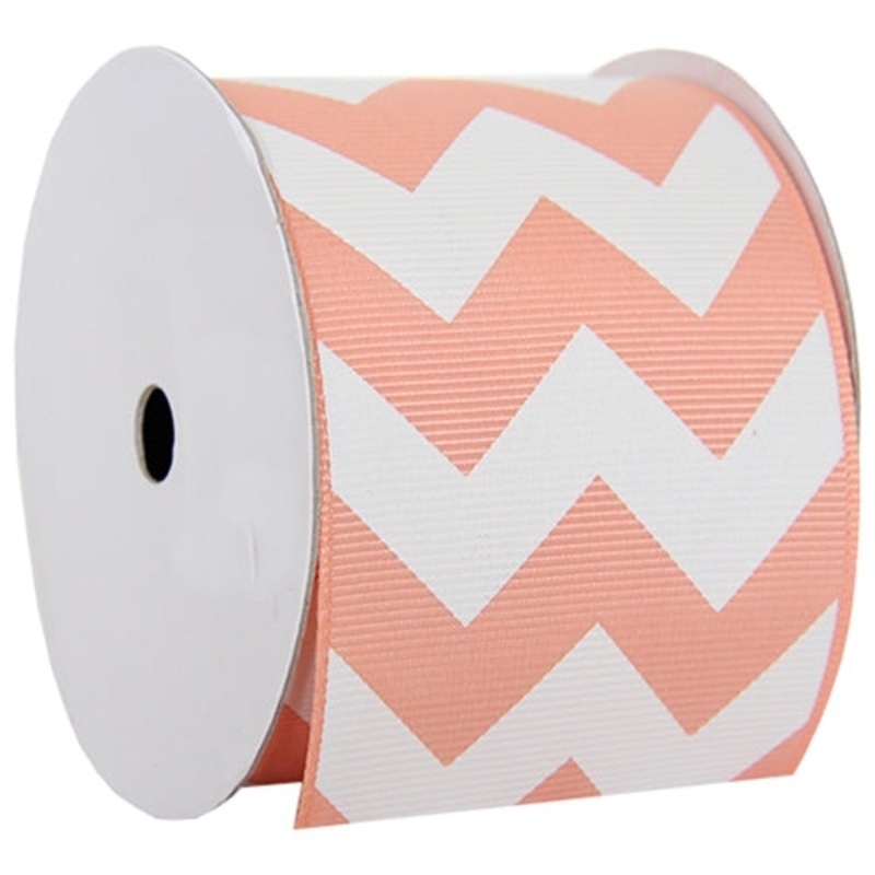 Grosgrain Chevron Ribbon 2 1/4″ – 5 Yards – Peach