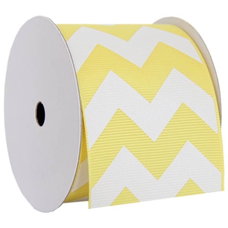 Grosgrain Chevron Ribbon 2 1/4″ – 5 Yards – Yellow