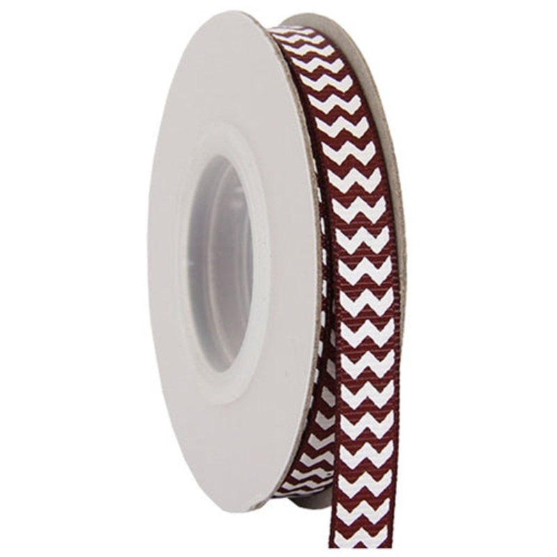 Grosgrain Chevron Ribbon 3/8″ – 10 Yards – Chocolate
