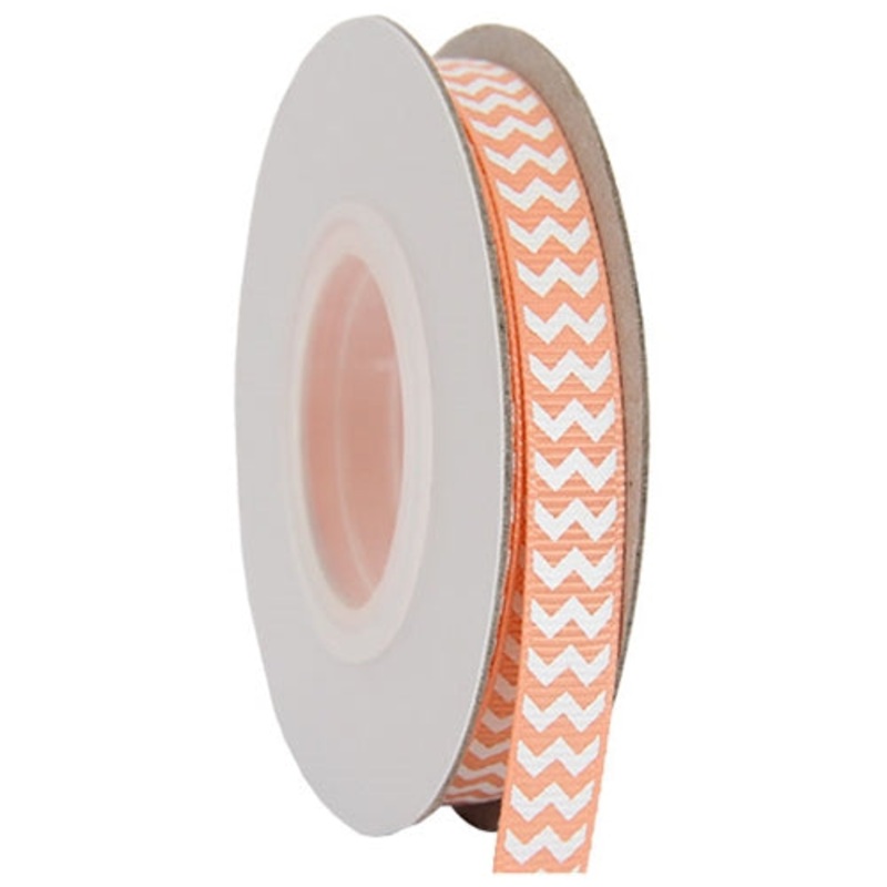 Grosgrain Chevron Ribbon 3/8″ – 10 Yards – Peach